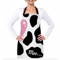 thumbnail image 2 of Yehwow Pink Heart on The Black and White Cow Skin Bib Apron For Kitchen BBQ Gardening With Adjustable Neck Strap 27x31 Inch, 2 of 4