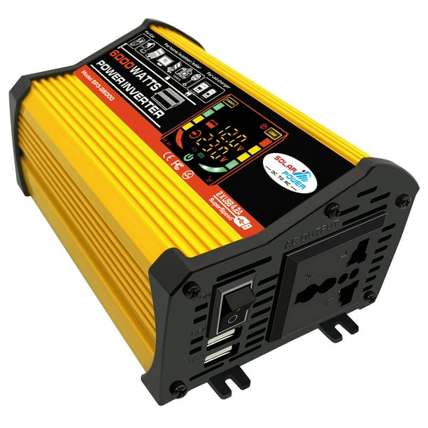 Inversor de energia Inversor de onda sinusoidal modificada Alta frecuencia 6000W Inversor de potencia de vatios de potencia máxima Convertidor de CC de 12 V a CA Convertidor de cargador de energía del Meterk Inversor de energia