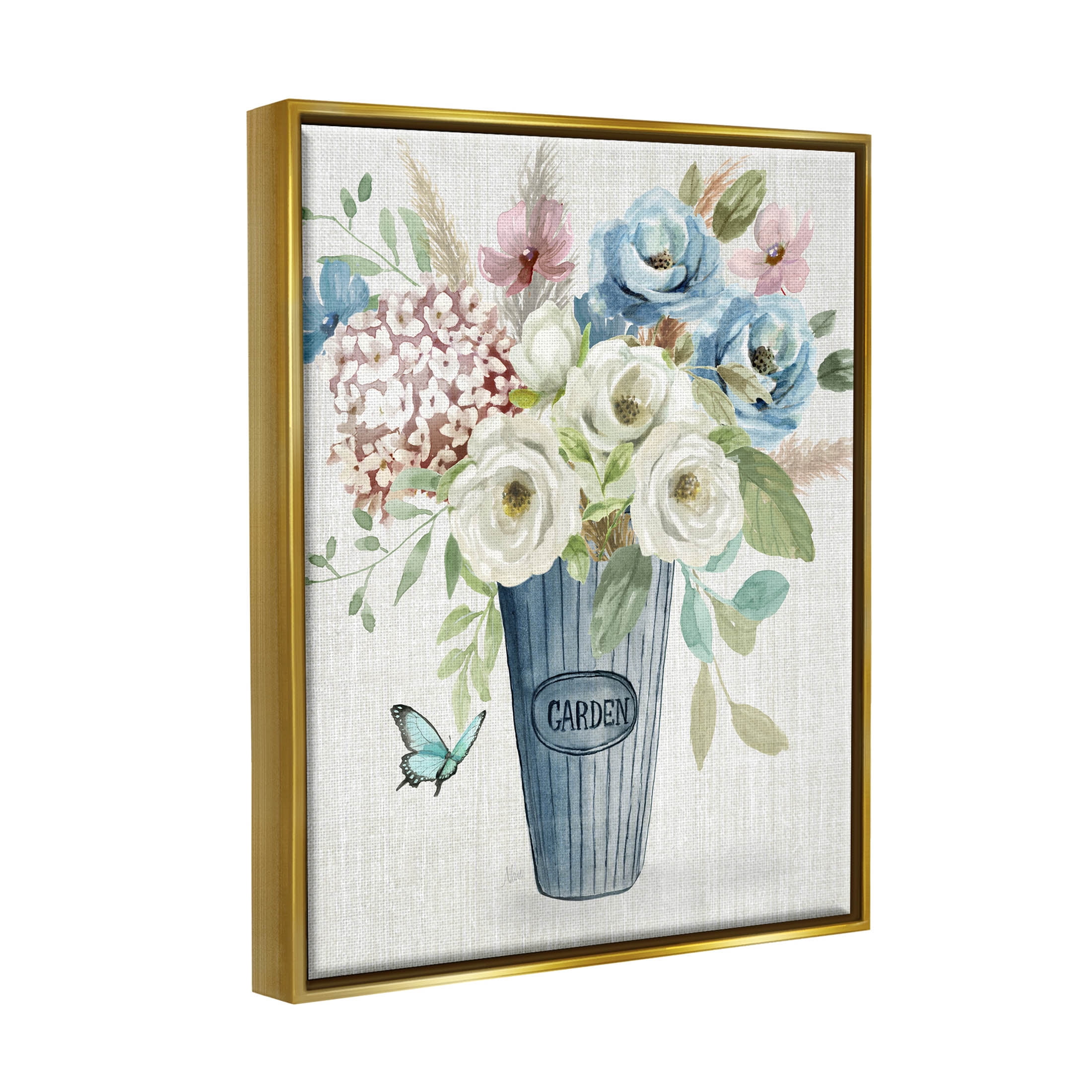 Farmhouse Garden Flower Blooms Botanical & Floral Graphic Art Metallic Gold Framed Art Print Wall Art