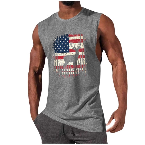 Tanque Deportivo de Cuello Redondo de la Impresión de la Moda Casual de los Hombres, Blusa de Poliéster sin Mangas para el Uso Diario Casual Al Aire Libre