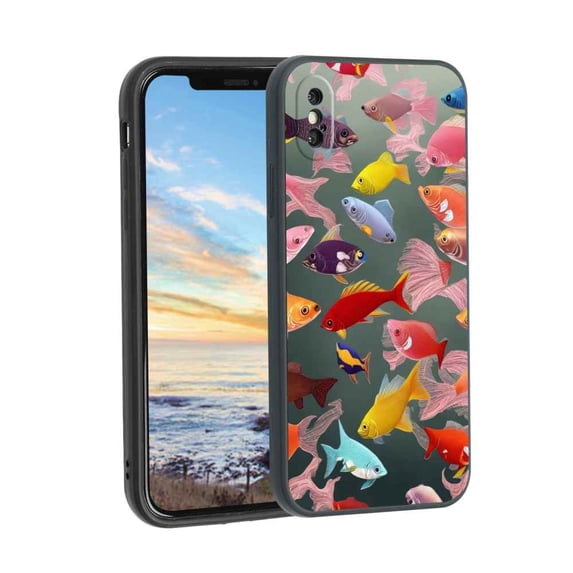 Compatible with iPhone XS Phone Case, Fishes-61 Case Men Women, Flexible Silicone Shockproof Case for iPhone XS