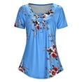 thumbnail image 5 of Skksst Women's Short Sleeve Print Round Neck Causal Top, 5 of 5