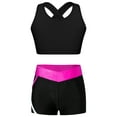 thumbnail image 1 of CHICTRY Kids Girls Gym Suit Sports Outfit Cropped Tank Top with Striped Biker Shorts Set for Running Jogging Hiking Black&Rose 10, 1 of 7
