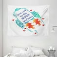 thumbnail image 1 of I Love You Tapestry, Cute Rocket Going to Space Galactic Motivation Up to Stars Happiness Print, Wall Hanging for Bedroom Living Room Dorm Decor, 80W X 60L Inches, Orange Turquoise, by Ambesonne, 1 of 2