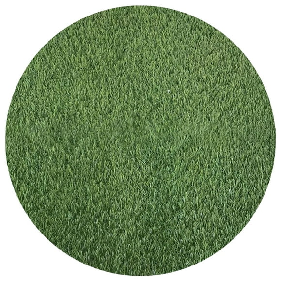 Green Artificial Grass Rug for Home Use Lightweight Plastic Material Adds Natural Decor Touch 12.5 Inches Diameter