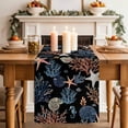 thumbnail image 2 of Table Runner 72 Inches Long for Kitchen Dining, Black Blue Coastal Dresser Scarf Farmhouse, Dining Table Decorations for Wedding/Parties, Summer Beach Coral Shell Starfish Seahorse 14 x 72 In, 2 of 8