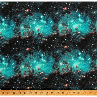 Blank Quilting Amazing Aliens Galaxy Stars Black Cotton Fabric By The Yard
