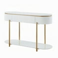 thumbnail image 4 of Tyce Sofa Table with Drawer-Shelf-47 Inch Glossy White-Gold Metal, 4 of 5