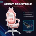 thumbnail image 4 of Pink Faux Leather Gaming Chair with Footrest & Lumbar Support - Cute Cat Design, Adjustable Reclining Desk Chair for Living Room & Office, 4 of 7