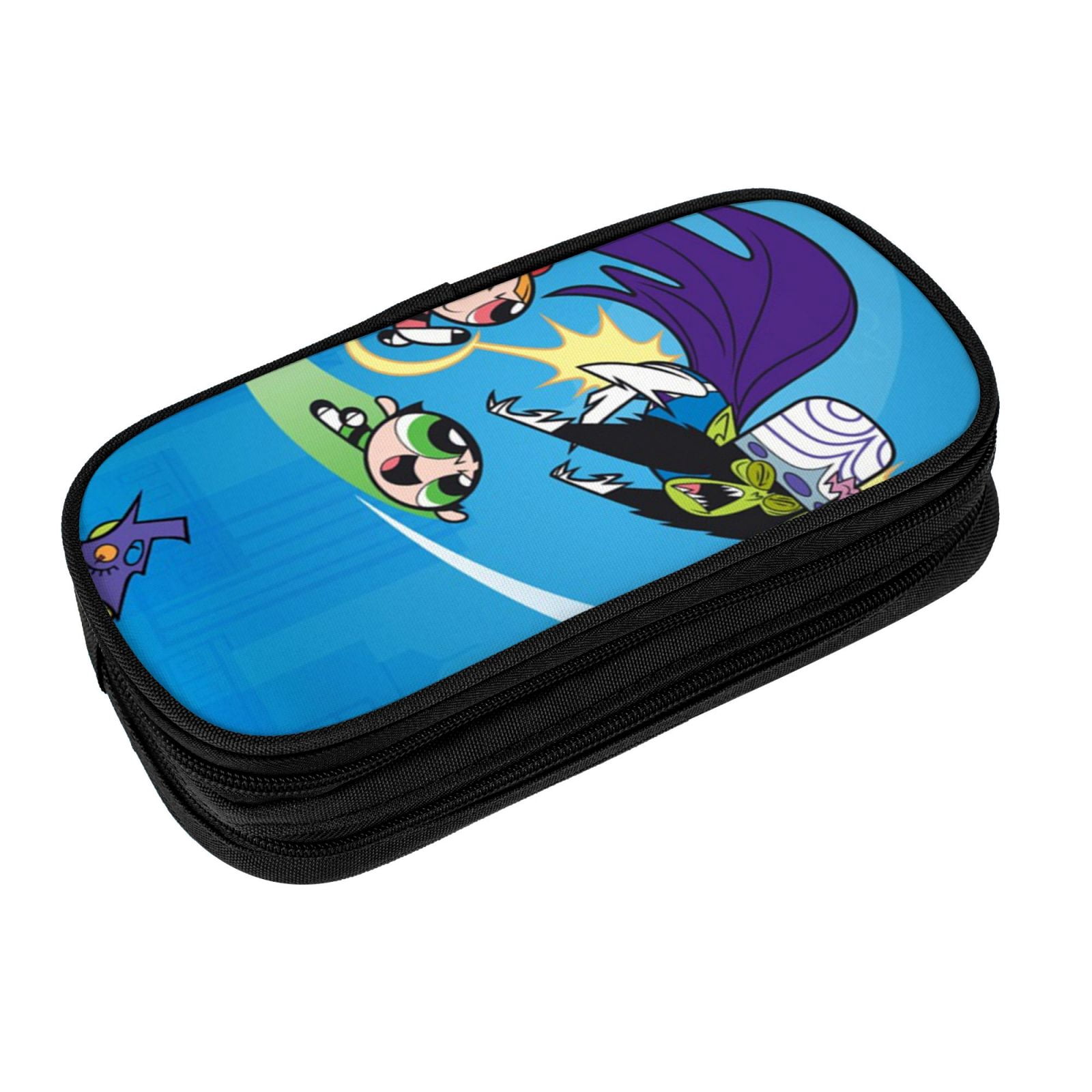 The Powerpuff Gi-rls Pencil Case Large Capacity Pencil Pouch Penbag Office Stationery Organizer Travel Makeup Bag Black