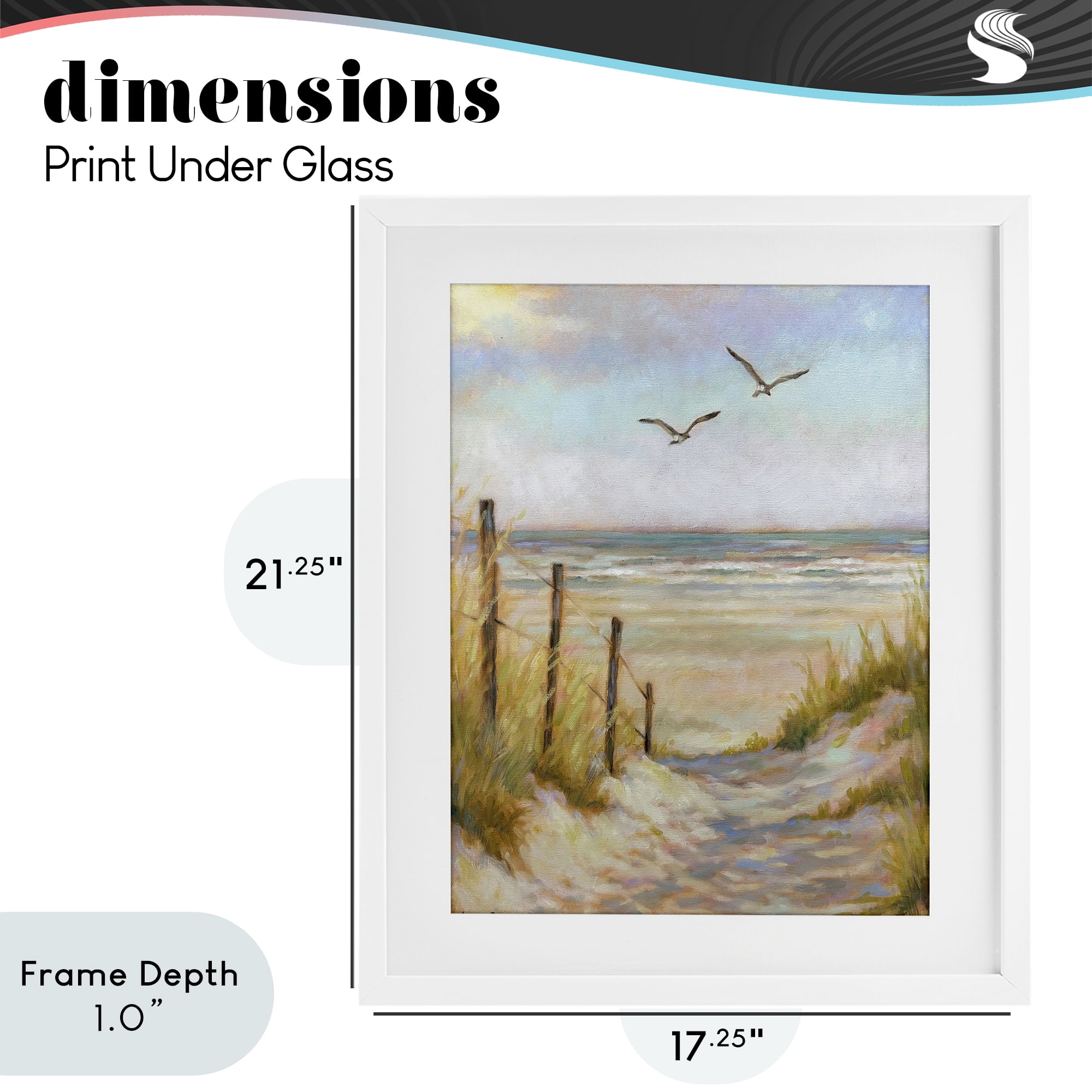Stupell Industries Tranquility Beach Coastal Path White Framed Print Under Glass, design by Linda Sperruzzi
