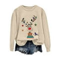 thumbnail image 6 of Kaprioy Sweatshirts for Women Cute Elk Gift Long Sleeve Shirt Pullover Tops Christmas Graphic Fall Fashion Clothing Beige, S, 6 of 6