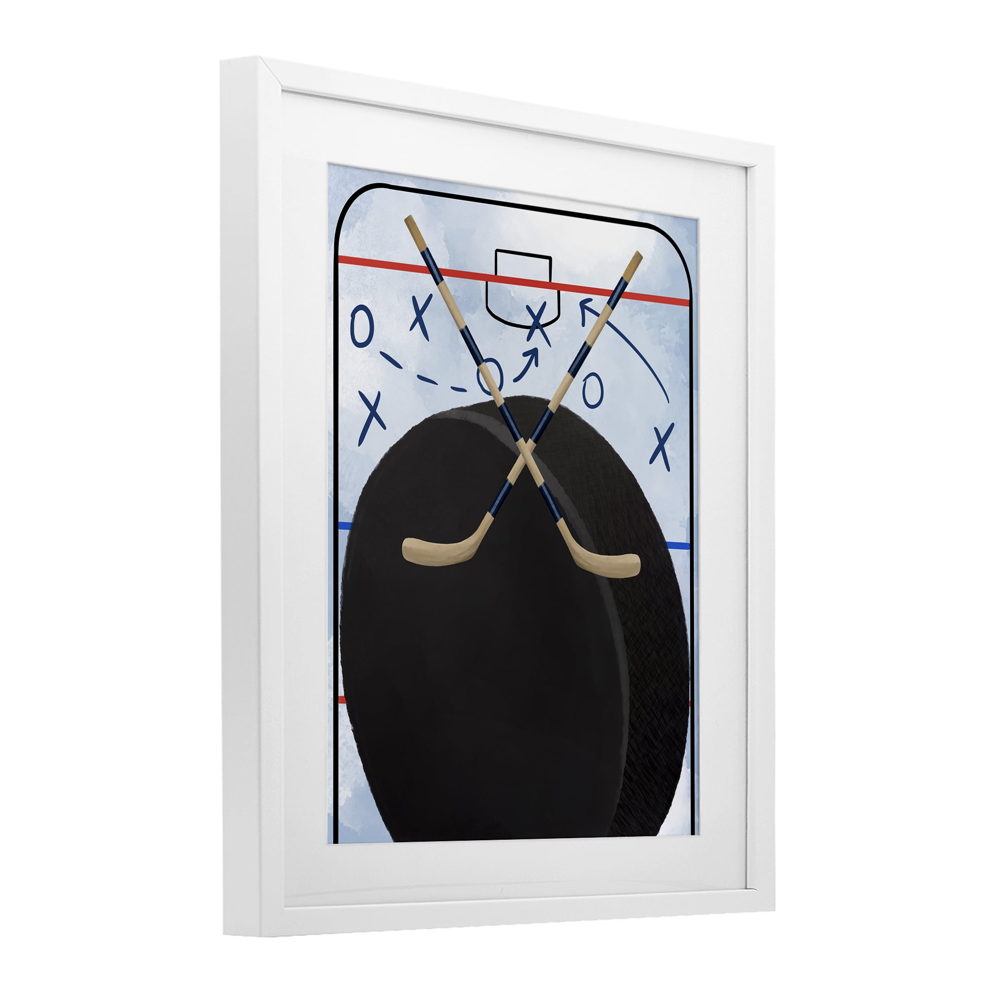 Stupell Industries Hockey Rink Tactics White Framed Print Under Glass, design by Jennifer Stith