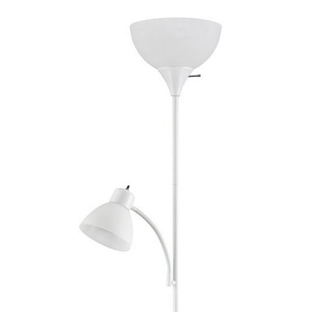 Mainstays 72 White Combo Floor Lamp With Reading Lamp, Modern Design