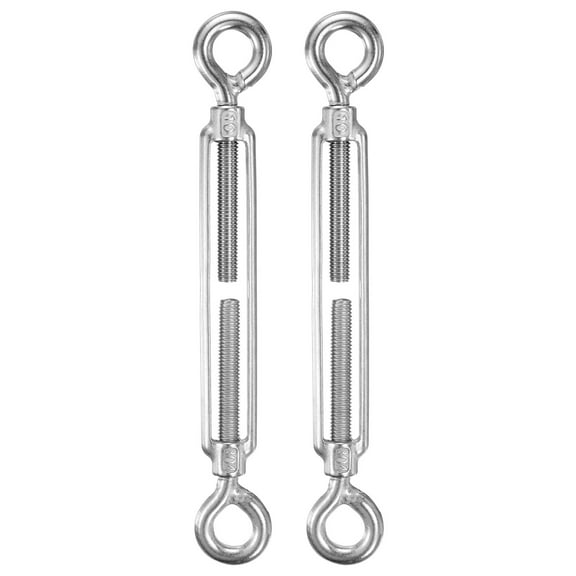 Uxcell 2-Pack Turnbuckle Eye and Eye, M10 Stainless Steel Heavy Turnbuckles Wire Rope Tension Adjustable Tension