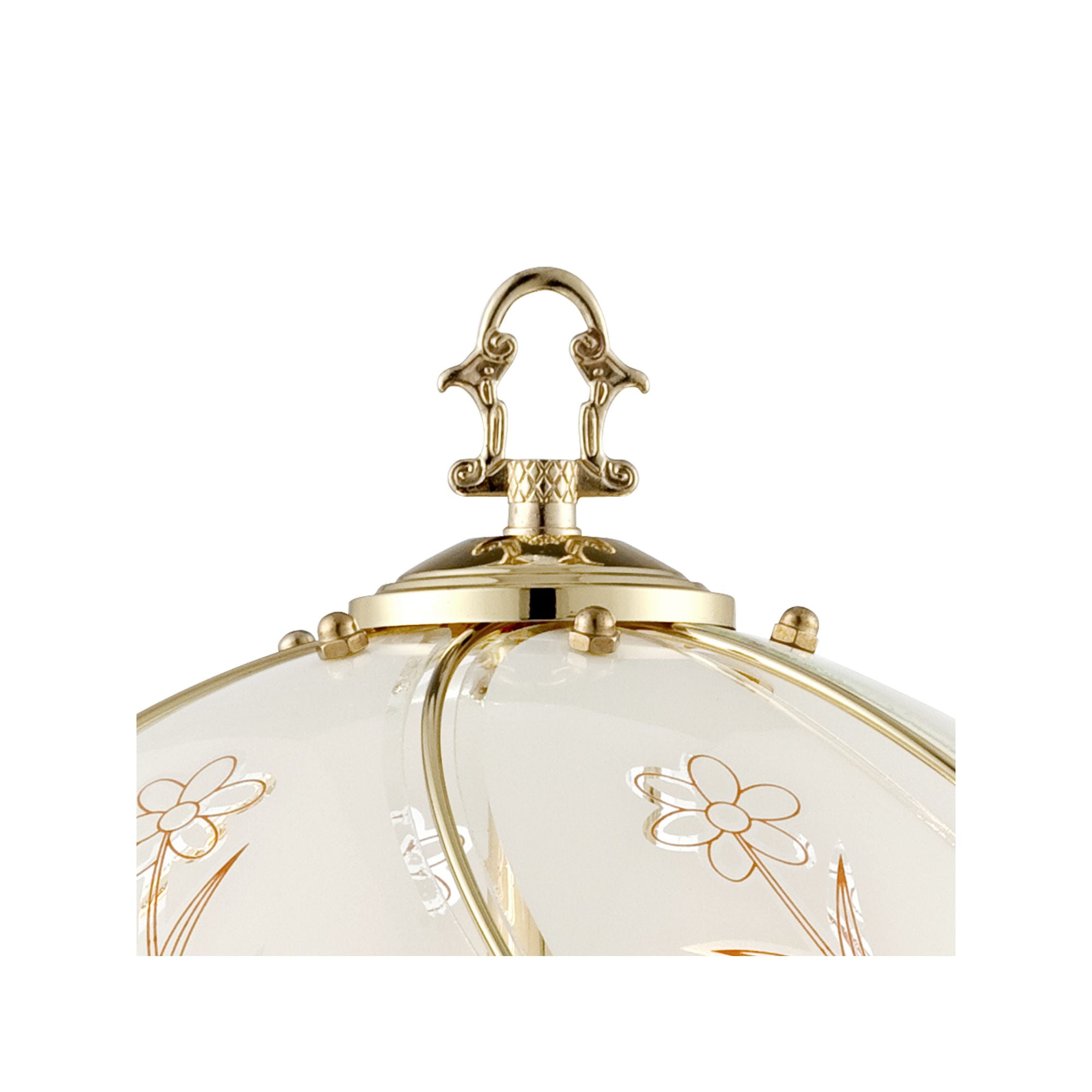 Regency Hill Flower Traditional Accent Table Lamp 19 1/2" High Polished Brass Touch On Off Floral Glass Shade for Bedroom Living Room Bedside Office