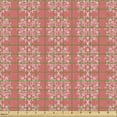 thumbnail image 2 of Ambesonne Abstract Fabric by the Yard Upholstery, Vertical Flowers Motif, 1 Yard, Coral and White, 2 of 5