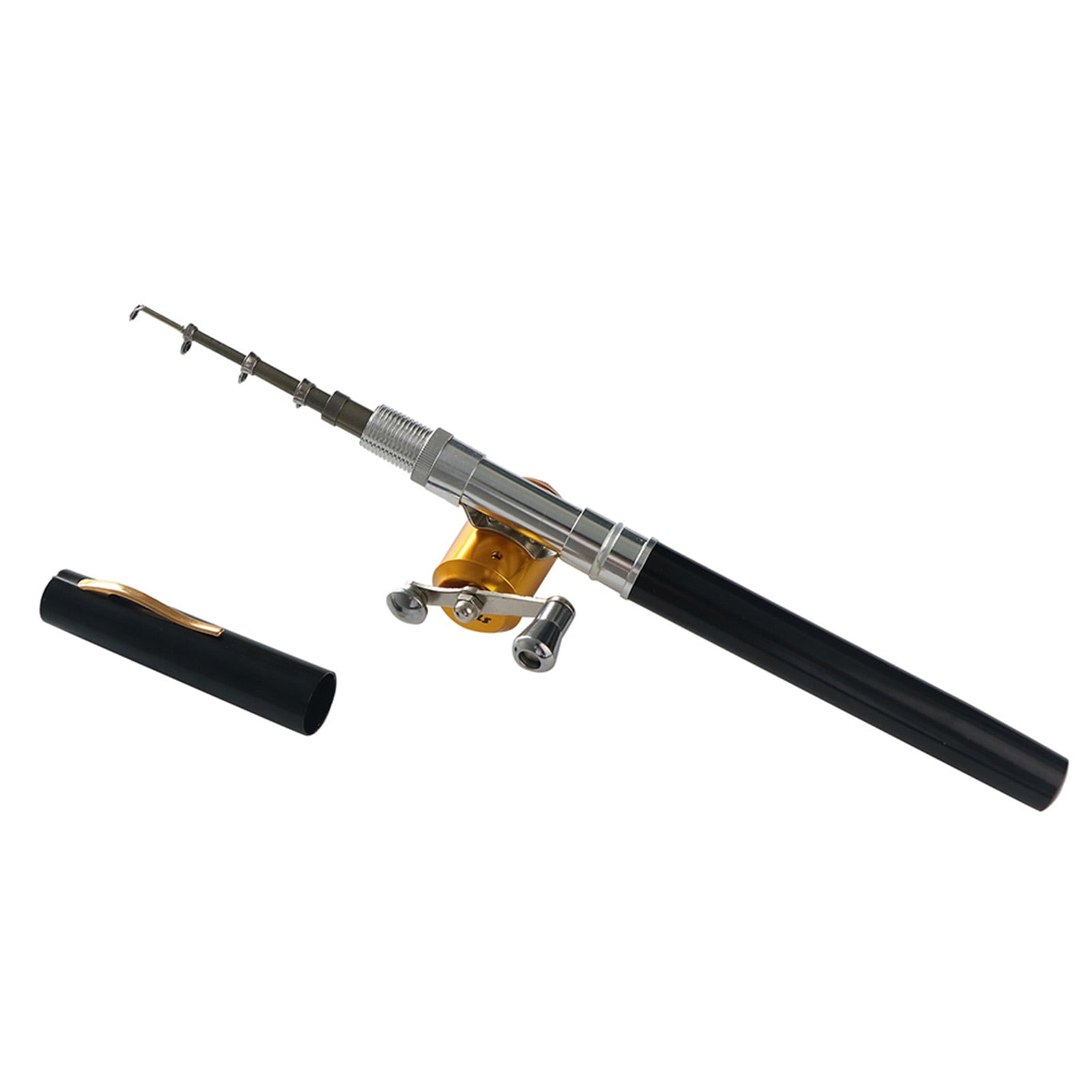 Fishing Rod Reel Combo Set, Mini Ice Telescopic Fishing Rod and Reel Combos Aluminum Alloy Fishing Reel Fishing Gear Pen type Reel Accessories