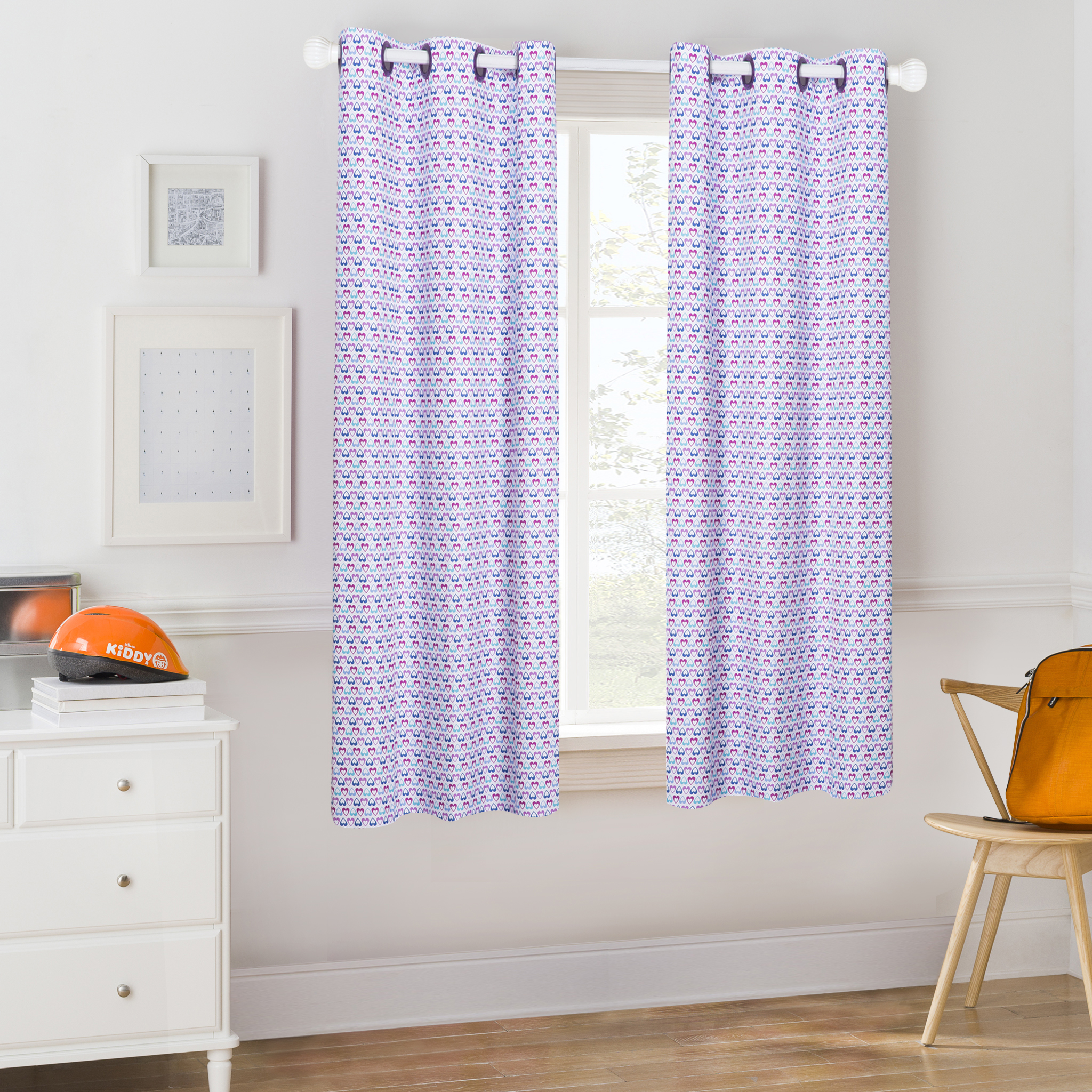 Mainstays Kids Purple Hearts Room Darkening Coordinating Window Curtain ...