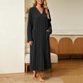 thumbnail image 7 of Women's Fleece Bathrobe V-Neck Long Sleeve Cable Knit Textured Robe with Pockets Cozy Homewear for Fall Winter, 7 of 7