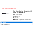 thumbnail image 2 of Rear Shock Absorber - Compatible with 2008 - 2011 Volvo XC70 2009 2010, 2 of 2