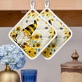 thumbnail image 2 of Sunflower Pot Holders for Kitchen Heatproof Potholder, 3 Pack Gnomes Flower Bee Eucalyptus Leaves Farmhouse Hot Pads Multipurpose Oven Pads Cloth Potholders Trivet for Cooking Baking, 2 of 8