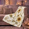 thumbnail image 6 of Sunflowers with Green Foliage, Classic Botanical Style for Flower Lovers, Golden Garden Bloom Scene, Cozy Flannel Blanket for Sunroom and Bedroom, Mother's Day Gift and Rustic Home Decor, 6 of 9
