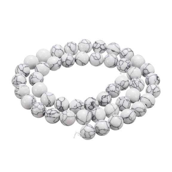 Uxcell 50pcs Natural Stone Beads 8mm White Turquoise Round Gemstone Stone Loose Beading Real Genuine Smooth Balls Bead for Jewelry Making Bracelets Necklace Earrings DIY