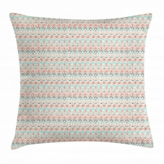 Boho Throw Pillow Cushion Cover, Ethnic and Pastel Colored Geometrical Shapes Tribal Art Print Peruvian Folkloric Retro, Decorative Square Accent Pillow Case, 16 X 16 Inches, Multicolor, by Ambesonne
