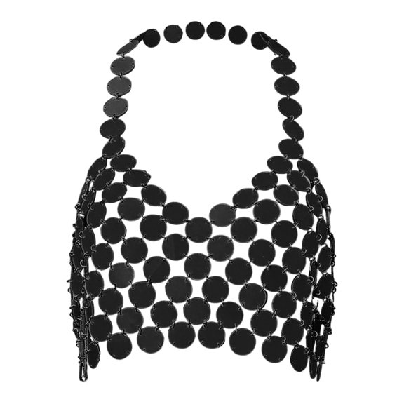 Tank Tops for Women Acrylic Shiny Sequined Hollow Halter Top Comfortable Womens Camisole Black One Size