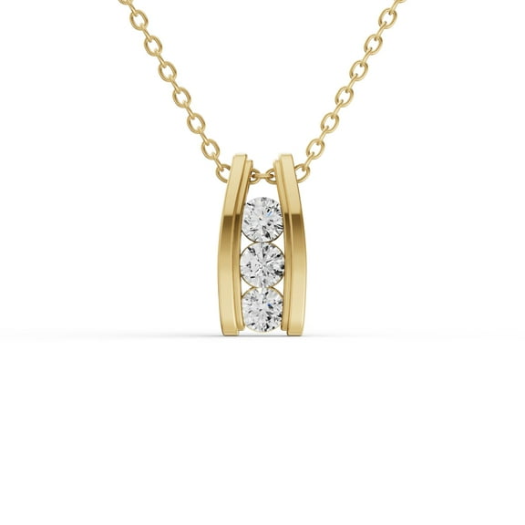 0.50 CTW Lab Grown Diamond Three Stone Ladder Pendant in 10K Yellow Gold