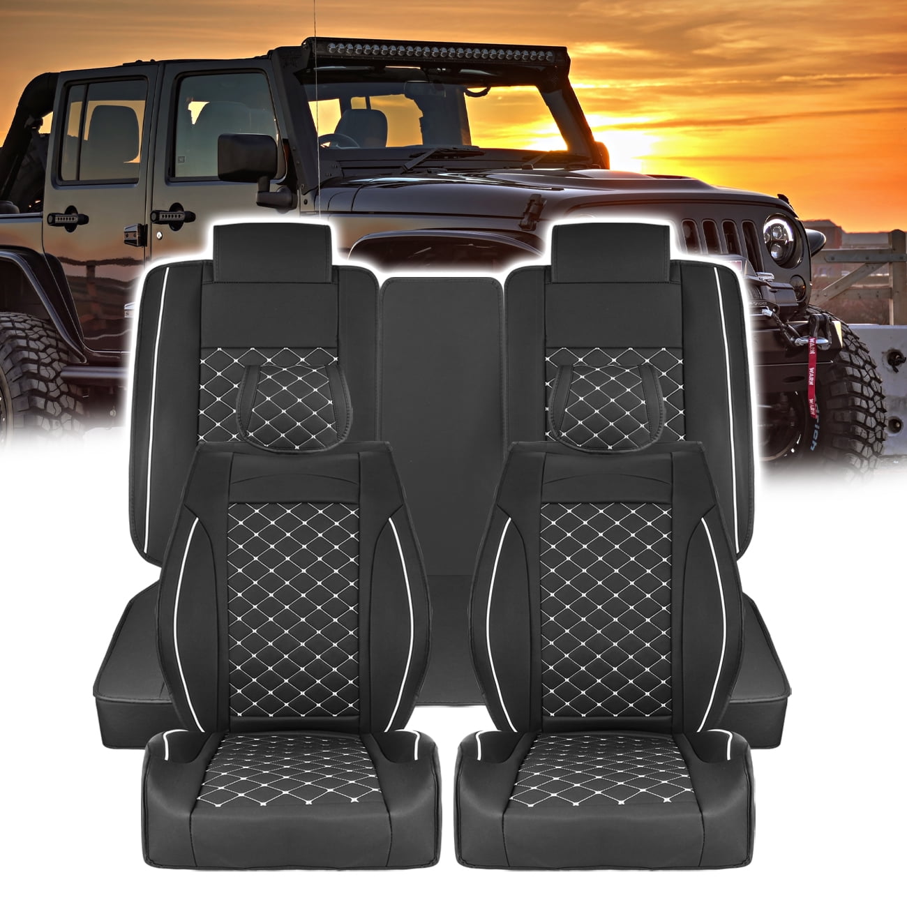 AUFER Full Set Leather Front Rear Cushion For 20072018 Wrangler 4