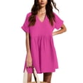 thumbnail image 1 of Vestido de verano liher 2025 con cuello en V y manga corta para mujer, 1 of 5