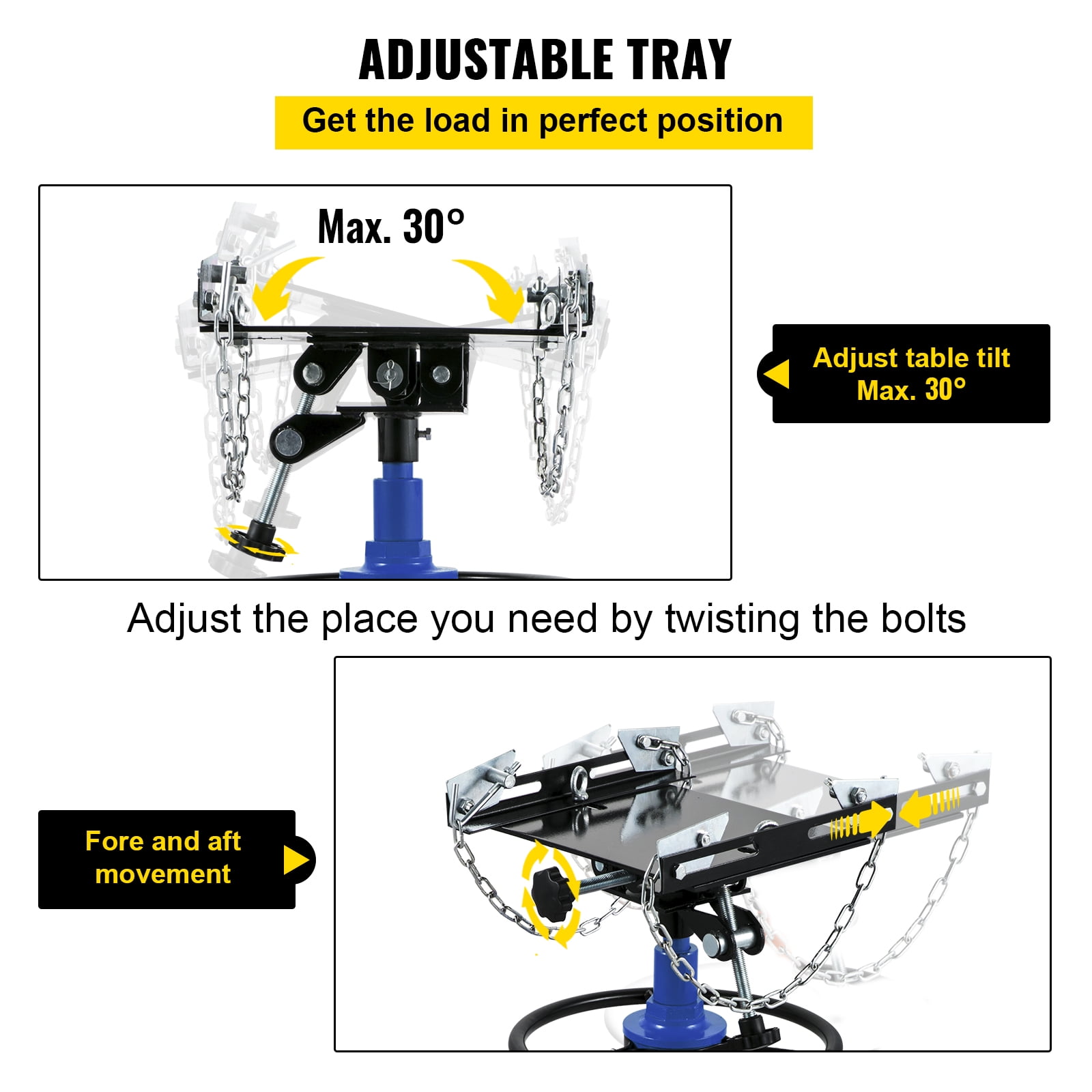 VEVOR Transmission Jack 1100 lbs 2-Stage Hydraulic High Lift Vertical Telescopic,Blue