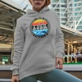thumbnail image 2 of Surfing California with Beach Waves & Palm Trees, Heather Grey Hooded Sweatshirt or Hoodie, Medium, 2 of 5