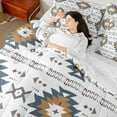 thumbnail image 4 of Homewish White Aztec Bedding Comforter Set 7 Pieces, Bohemian Geometric Full Bedding Set, Rustic Lodge Cabin Farmhouse Fitted Sheet Flat Sheet, Breathable Home Decor, 4 of 8