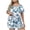 D-Light Blue, variant on Women's Plus Size Printed Pajama Set Short Sleeve Pajamas Soft Comfy Lounge Sets Casual Crew Neck Sleepwear Matching Elastic Waist Shorts 2 Piece Loungewear P-Blue