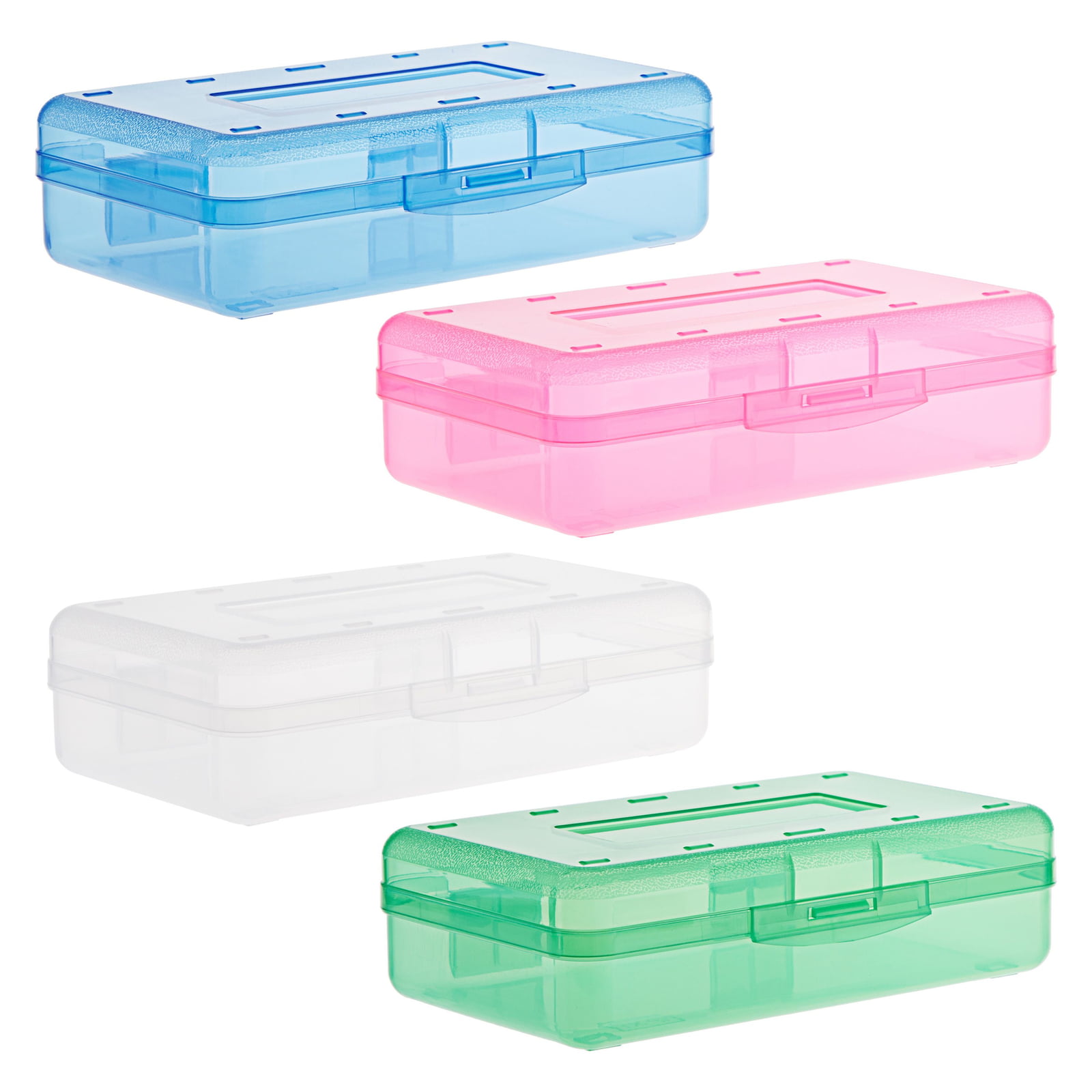School Pencil Cases 7.75 x 4.5 x 2.25 Inches, 4-Pack Pencil Boxes 4 Colors 