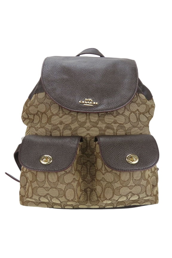 Pre-Owned Coach Backpack/Daypack F30275 Signature Canvas and Leather in Brown Dark Brown....