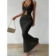 thumbnail image 4 of Women'S Two Piece Outfits Twist Front Halter Tops and Skirt Summer Set Black XL, 4 of 7