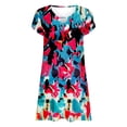 thumbnail image 4 of Erwazi Sundresses for Women Summer Casual Short Sleeve Tshirt Dresses Swing Beach Swimsuit Cover Ups Vacation Dress, 4 of 5