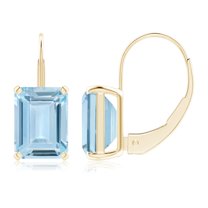 ANGARA Natural 2.7 ct Aquamarine Solitaire Leverback Earrings in 14K Yellow Gold for Women (Size-8x6mm) | March Birthstone, Anniversary, Jewelry Gift for Women | Natural Aquamarine Earrings