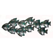 Beautiful Unique Aqua Teal Nautical School of Fish Contemporary Metal Wall Art
