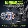 thumbnail image 3 of 750W 1500W Electric Bike for Adults, 48V 15.6Ah Removable Battery, 26x4" Fat Tire Ebike, 7 Speed Shimano, Rear Rack, UL2849, Black, 3 of 9