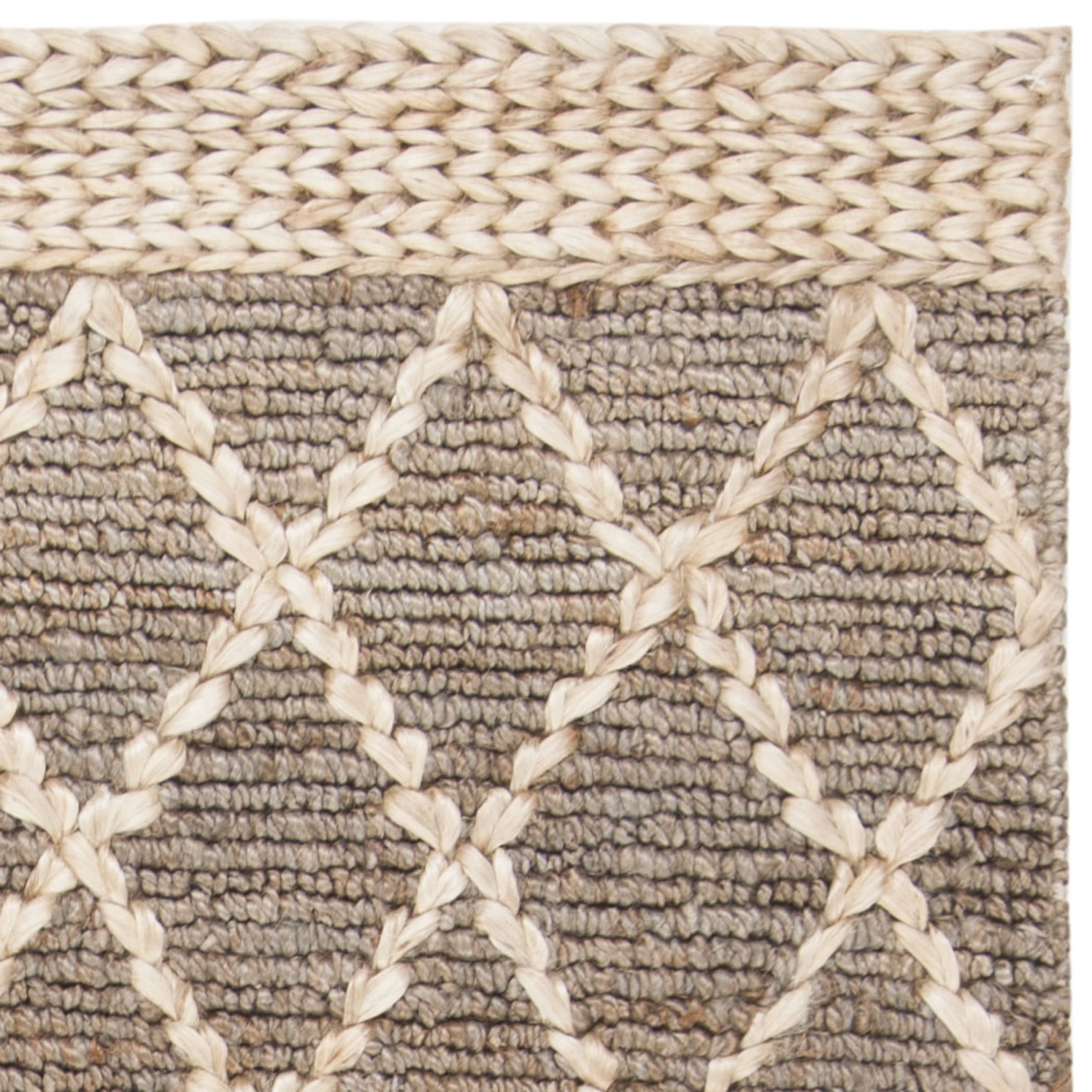 SAFAVIEH Natural Fiber Ingram Geometric Area Rug, Natural/Grey, 6' x 6' Square