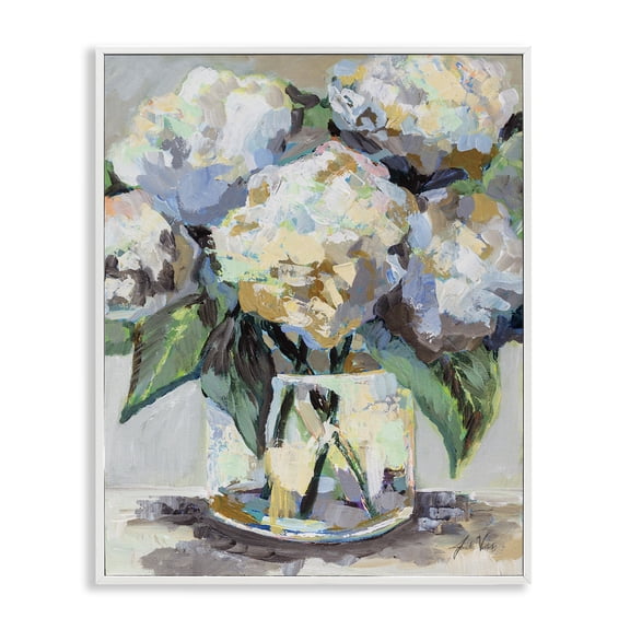 Stupell Industries Modern Modern Hydrangea Flower Bouquet Abstract Floral White Framed Giclee Art, 11 x 14, by Jeanette Vertentes