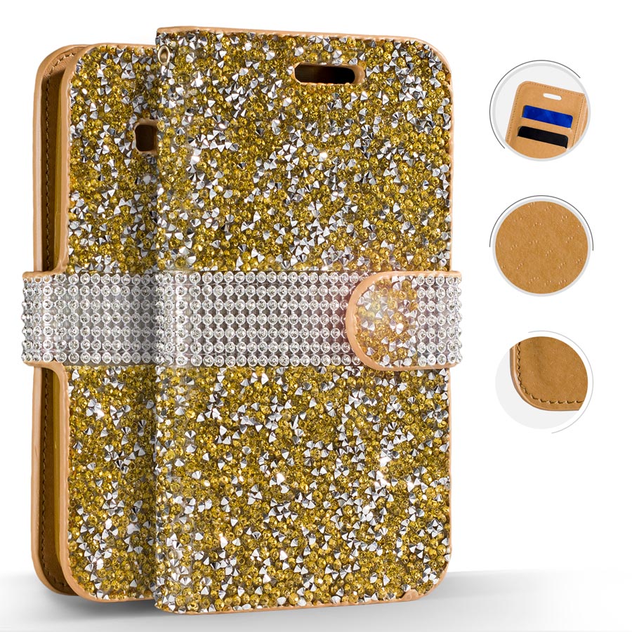 Samsung Galaxy J3 Emerge Case, ZV Diamond Bling Wallet Pouch w/ Slots And  ID Holder - Protective Wallet Case for Galaxy J3 Prime / Amp Prime 2 -  Walmart.com