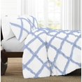 thumbnail image 2 of 1 Piece Luxury Two Tone Diamond Ruffle Pattern Comforter Super Soft, All Season 800 Thread Count 100% Egyptian Cotton King/California King Size Light Blue/White Solid Color, 2 of 4