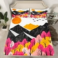 thumbnail image 2 of Feelyou Fall Jungle Tree Bed Sheets, Mountain Sun King Sheets, Cartoon Nature Scenery Sheet Set, Luxury Bedroom Decor, 4pcs, 2 of 7