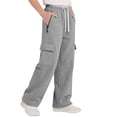 thumbnail image 4 of BXJX Boys Cargo Sweatpants, Casual Relaxed Fit Straight-Leg Elastic Waist Kids Athletic Pants with Drawstring Gray Size 11-12 T, 4 of 7